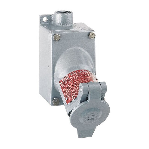 Hubbell Killark Receptacle,20A,125VAC,Gray,Aluminum UGR5-20231QWWW