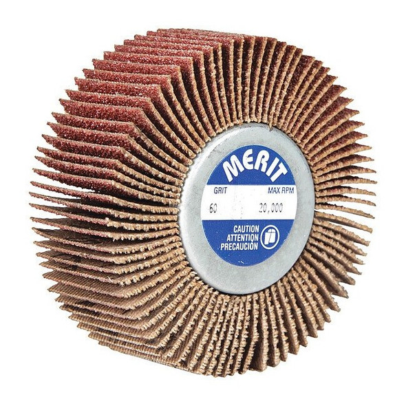 Merit Mounted Flap Wheel,Threaded,3" dia.,1" W 08834130748