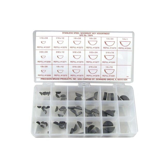Precision Brand Key Stock Assortment, Steel, Zinc Plated 12940