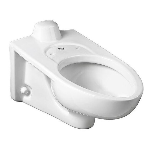 Toilet Bowl, 1.1 to 1.6 gpf, Flushometer, Wall Mount, Elongated, White