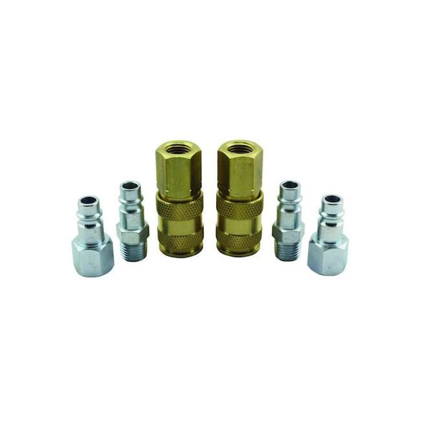 Milton V Style Coupler and Plug Kit, 6 Pieces, Brass S-217