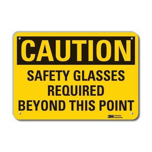 Caution Sign,10 in H,Alum,Safety Glasses, LCU3-0382-RA_14x10