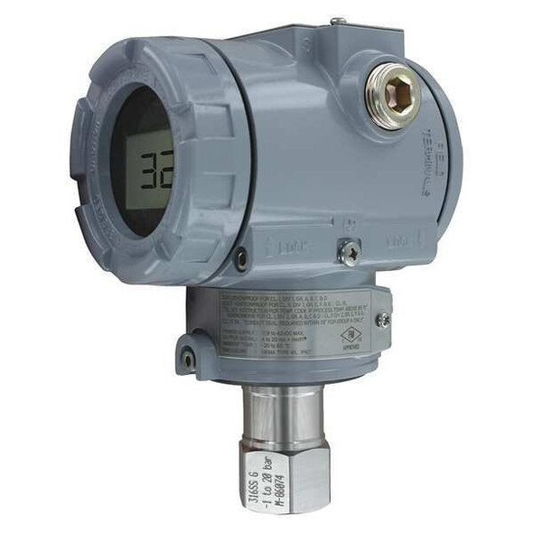 Smart pressure transmitter, range 0 to 725 psi with LCD display.
