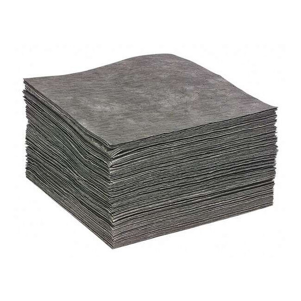 Spilltech Sorbent Pad, 23 gal, 15 in x 19 in, Universal, Gray, 100 PK GPL100M
