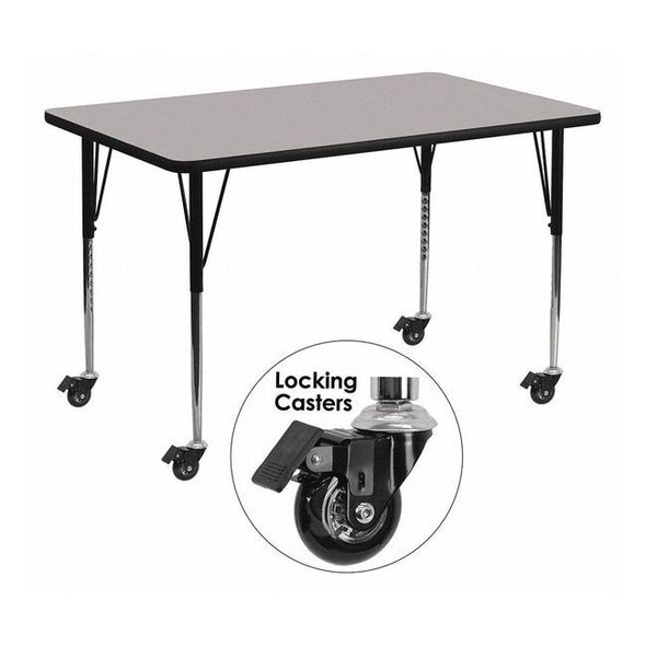 Rectangle Activity Table, 24" W, 48" L, 30.37" H, Laminate, Grey