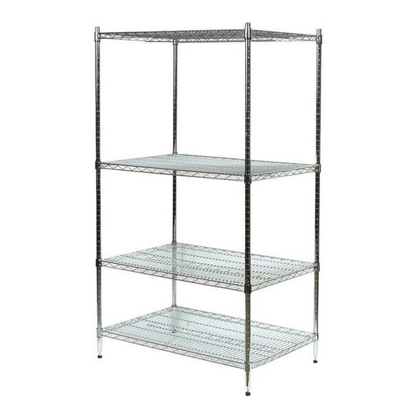 Wire Shelving Unit, 36"D x 72"W x 85"H, 4 Shelves, Chrome