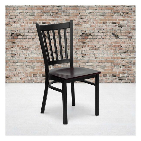 Flash Furniture Black Vert Chair-Mah Seat,PK2 2-XU-DG-6Q2B-VRT-MAHW-GG