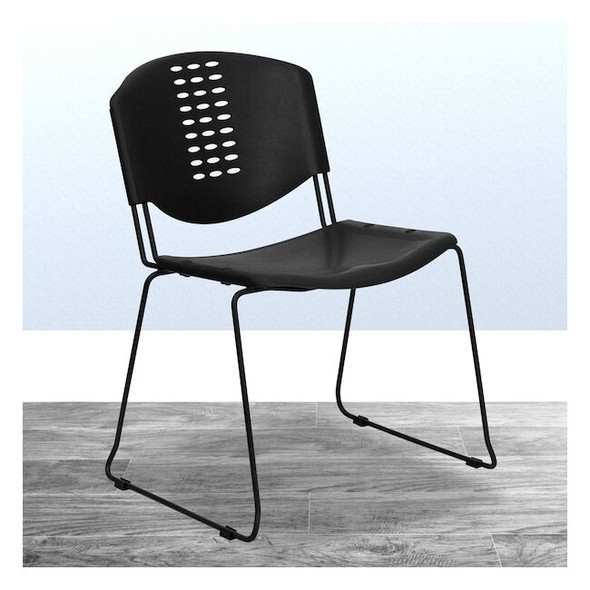 Flash Furniture Black Plastic Stack Chair,PK5 5-RUT-NF02-BK-GG