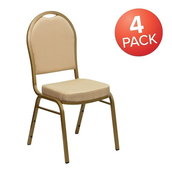 Flash Furniture Beige Fabric Banquet Chair,PK4 4-FD-C03-ALLGOLD-H20124E-GG