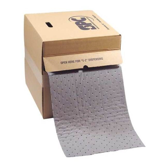 Brady Sorbent Roll, 8 gal, 15 in x 50 ft, Universal, Gray, Polypropylene HT550