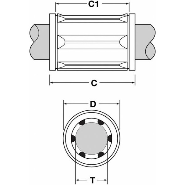 Thomson Ball Bushing,Bore Dia 0.375 In A61014