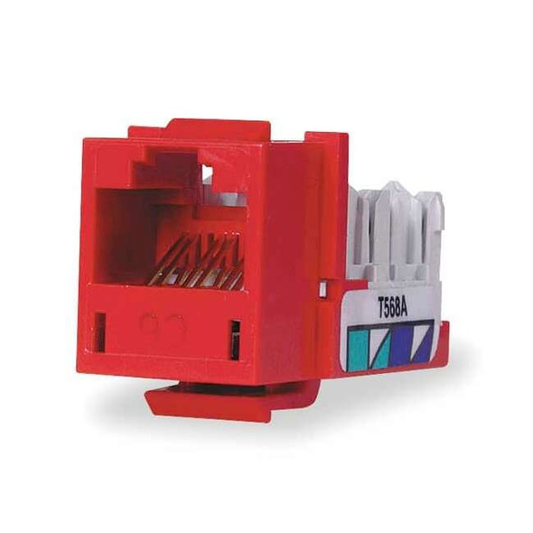Hubbell Premise Wiring Modular Jack,0.875 in H,Red HXJ6R
