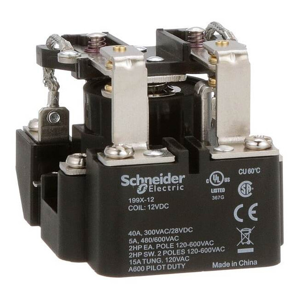 Schneider Electric Surface, Open Power Relay, Octal, 40 A, 8 Pins, Screw 199X-12