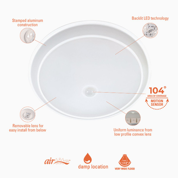 Halo 9 In. 5CCT Low Profile LED Disc Light with Motion Sensor HLSMS9129FS1E 527712