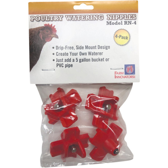 Farm Innovators 1 In. x 1 In. Plastic Poultry Watering Nipple (4-Pack) RN-4