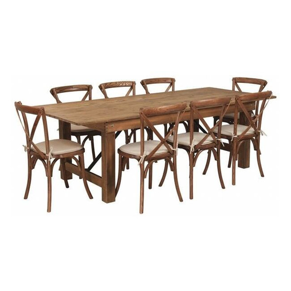 Flash Furniture Rectangle Antique Farm Table, Wood Top, Wood Grain XA-FARM-12-GG