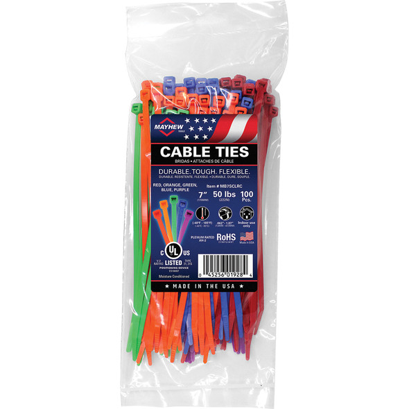 Mayhew Tools 7" 50LB Color Assortment Cable Tie MB7SCLRC