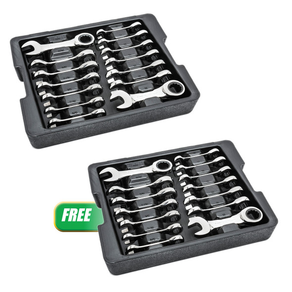 Buy (1) 14 Pc Point Stubby Ratcheting Wrench Set Get (1) 14 Pc Point Stubby Ratcheting Wrench Set 85206SH