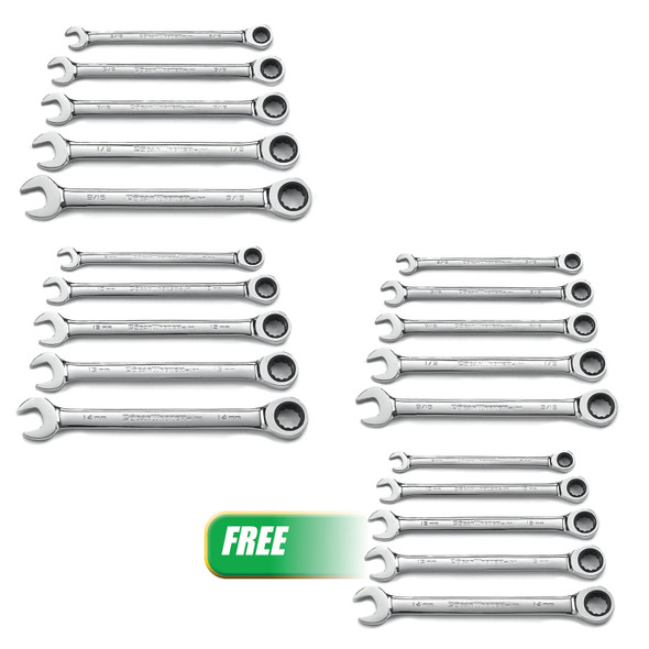 Buy (1) 10 pc. Combination Ratcheting Wrench Get (1) 10 pc. Combination Ratcheting Wrench Set 9418SH