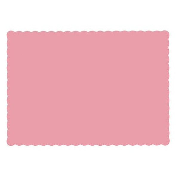 Hoffmaster 10" x 14" Scalloped Dusty Rose Pink Paper Placemats,PK1000 310525