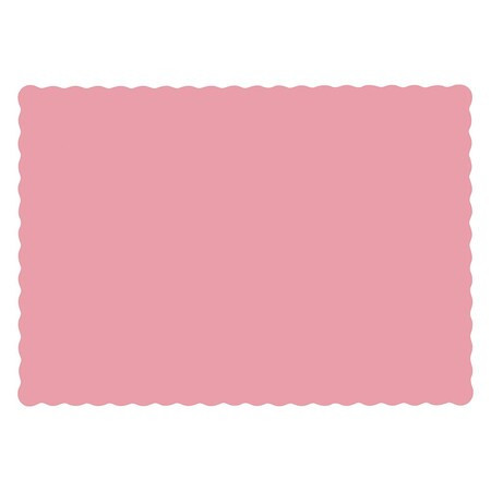 Hoffmaster 10" x 14" Scalloped Dusty Rose Pink Paper Placemats,PK1000 310525
