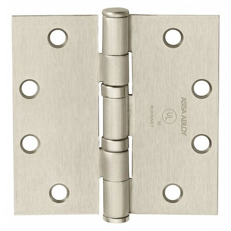 Butt Hinge, Steel, Flush Mounting, 1 11/16 in Leaf W x 4 in Leaf H, Satin Chrome