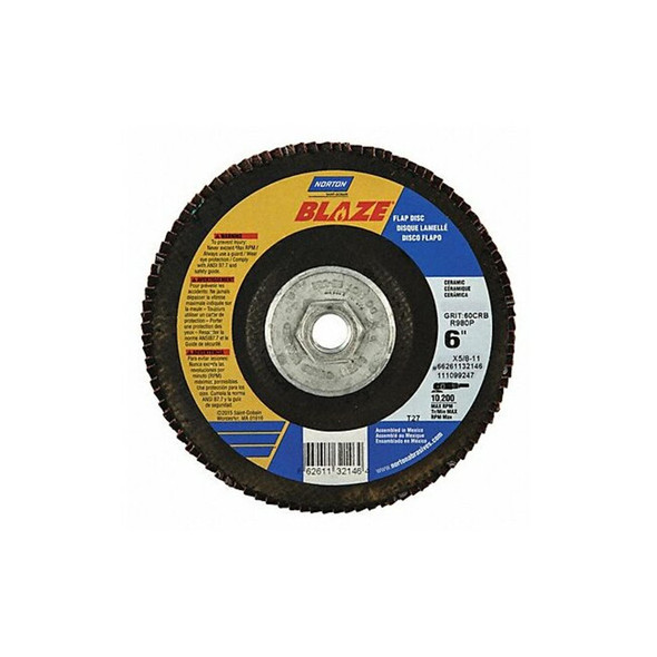 Norton Abrasives Flap Disc,Coarse,40 Grit,6" dia. 66261132145