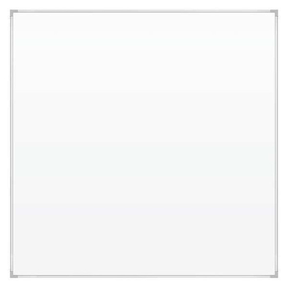 Dry Erase Board, Porcelain, 48 in, 48 in, Aluminum Frame, White, Gloss