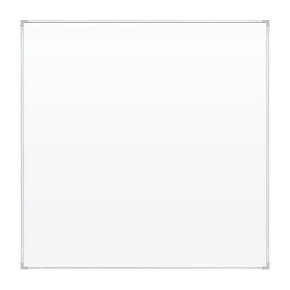 Dry Erase Board, Porcelain, 48 in, 48 in, Aluminum Frame, White, Gloss