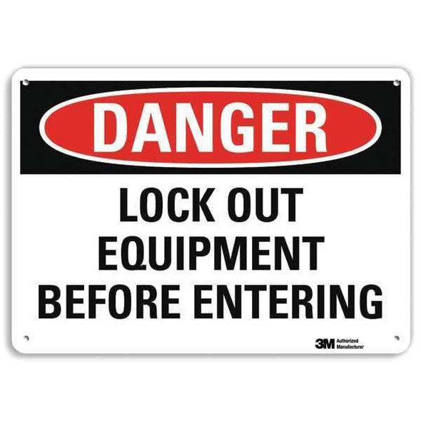 Danger Sign, 10 in Height, 14 in Width, Plastic, Horizontal Rectangle, English