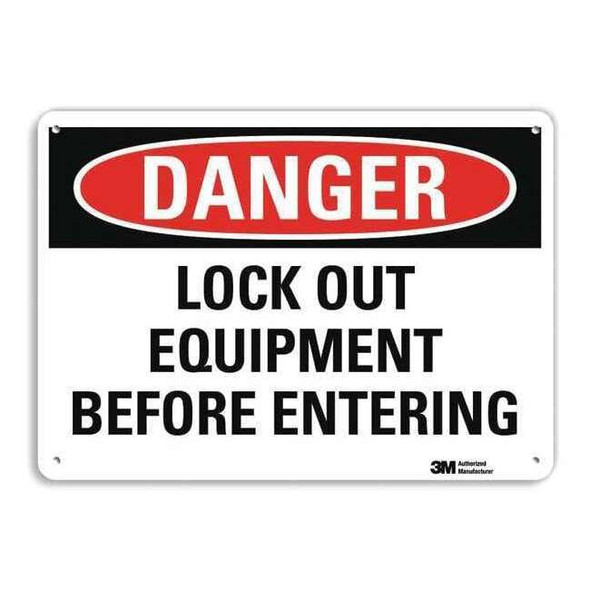 Danger Sign, 10 in Height, 14 in Width, Plastic, Horizontal Rectangle, English