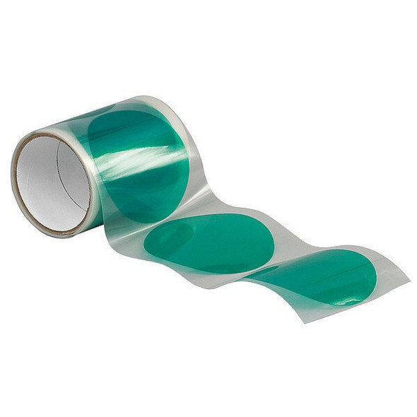 Film Tape, 4 in W x 4 in L, 3.2 mil Thick, Green, Silicone Adhesive, 50 PK