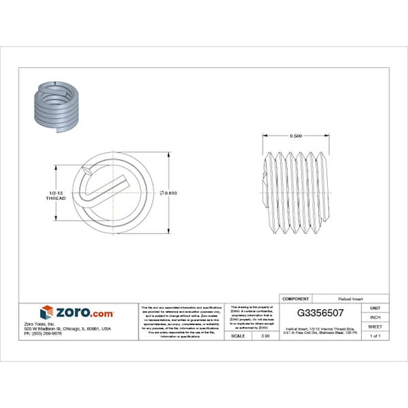 Stanley Engineered Fastening Helical Insert,304SS,1/2-13,PK100 A1185-8CN500