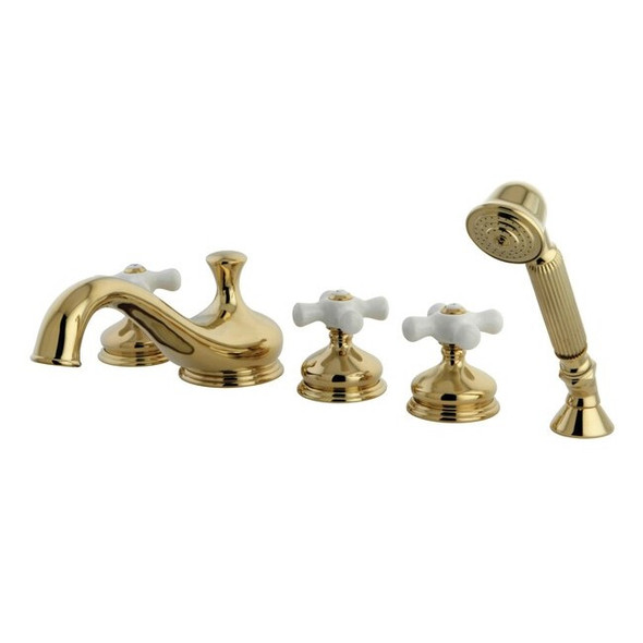 Kingston Brass Roman Tub Faucet, Polished Brass, Deck Mount KS33325PX