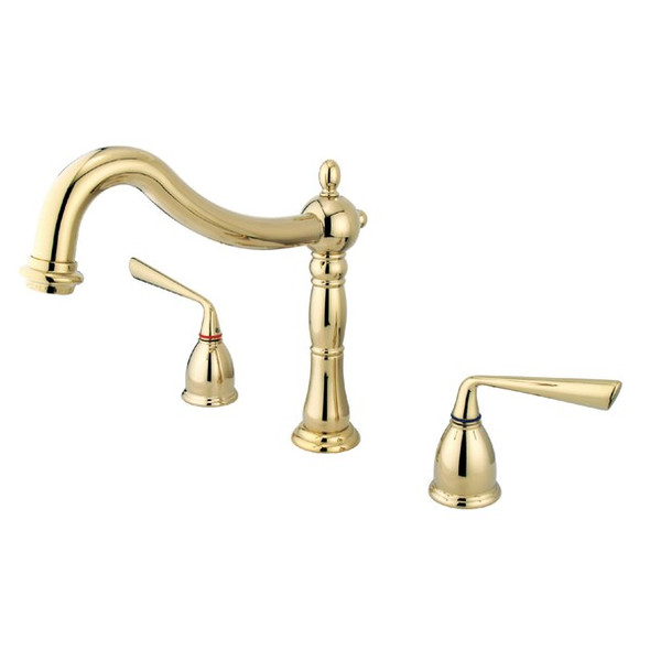 Kingston Brass Roman Tub Faucet, Polished Brass, Deck Mount KS1342ZL