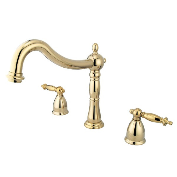 Kingston Brass Roman Tub Faucet, Polished Brass, Deck Mount KS1342TL