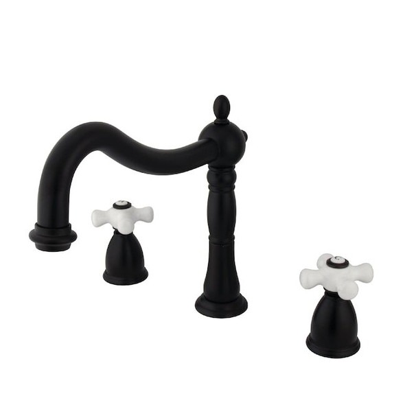 Kingston Brass KS1345PX Roman Tub Filler with Porcelain Cross Handle KS1345PX