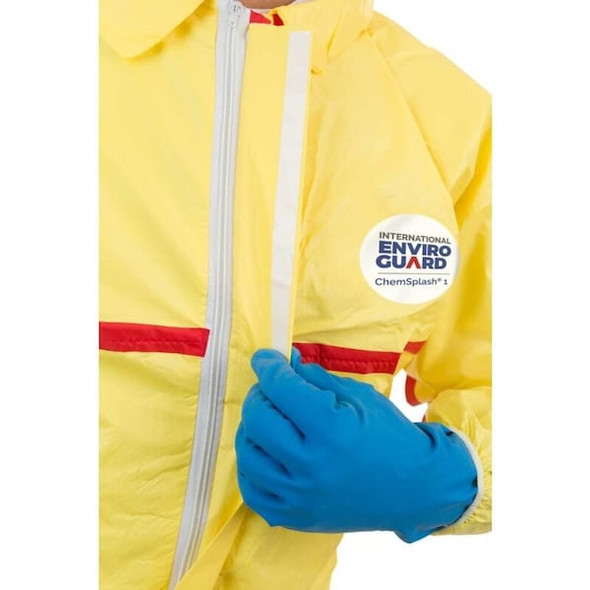 Chemsplash Collared Coverall,Elastic,Yellow,L,PK6 7013YT-L