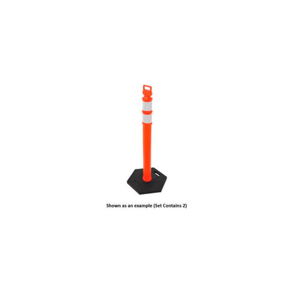 Global Industrial 2 Portable Delineator Posts with Cone Bar Orange Hexagonal Bas