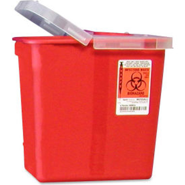 Covidien 2-Gallon Biohazard Sharps Container with Hinged Lid 10-1/2""W x 7-1/4""