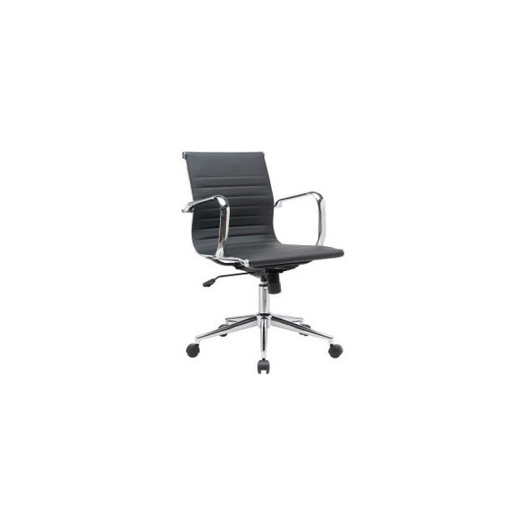 Interion Antimicrobial Bonded Leather Conference Chair Black