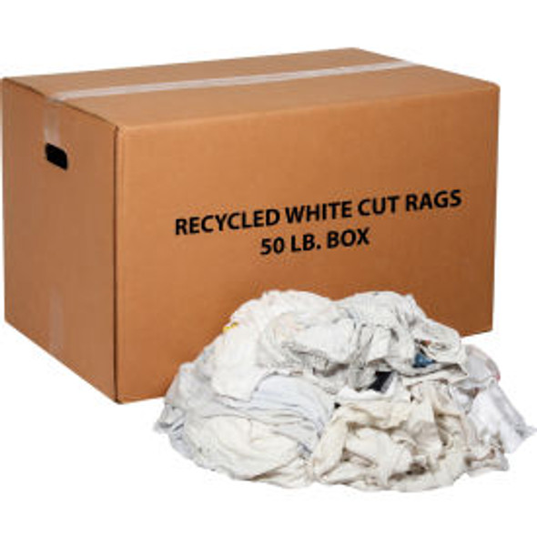 Global Industrial Recycled White Cut Rags 50 Lb. Box