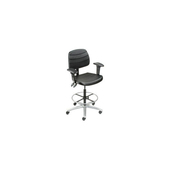 Interion Shop Stool with Arms - Polyurethane - 6 Way Adjustable - Black