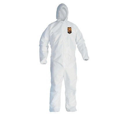KleenGuard™ A45  Breathable Liquid & Particle Protection Elastic Wrist/Ankle Coveralls, White, M, Hood/Fr Zipper