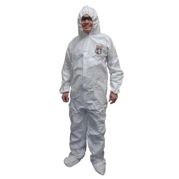 International Enviroguard Hooded Coverall w/Boots,White,L,PK25 8019-L