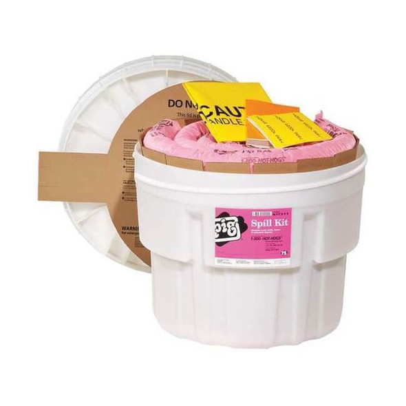 Spill Kit, 11 gal Volume Absorbed per Kit, 20 gal Capacity, Drum, White, 29