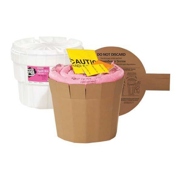 Pig Spill Kit, 11 gal Volume Absorbed per Kit, 20 gal Capacity, Drum, White, 29 KIT311
