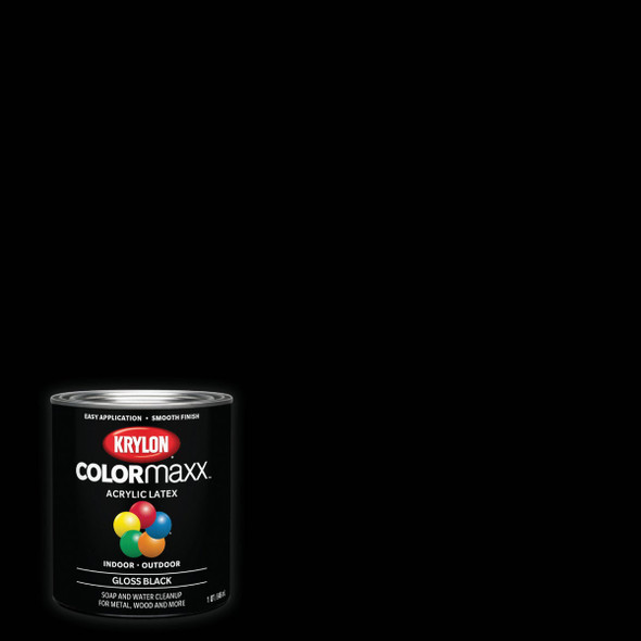 Krylon ColorMaxx Gloss Interior/Exterior Acrylic Latex Paint, Black, 1 Qt.