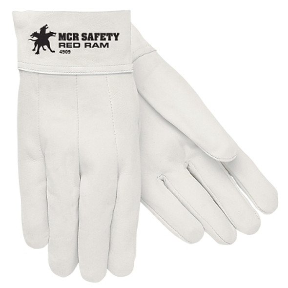 Red Ram® 4900 Series Mig/Tig Gloves, Goatskin, Size 10, White, Straight Cuff, Unlined Pack of 12 Red Ram® 4900 Series Mig/Tig Gloves, Goatskin, Size 10, White, Straight Cuff, Unlined Pack of 12