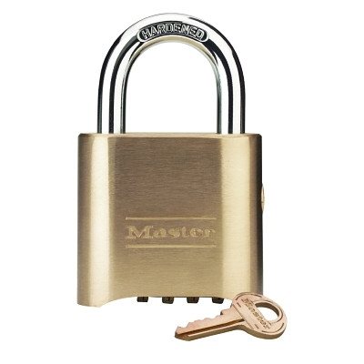 No. 176 & 177 Resettable Combination Lock, 5/16 in Shackle dia, 1 in Shackle Length, Gold Pack of 6